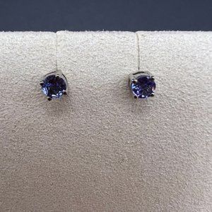 Blue-violet, tanzanite ( .6 carats) and silver stud earrings